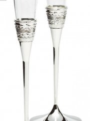 Wedgwood Vera Wang With Love Silver Toasting Champagne Flute Pair