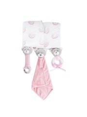 Baby Gift Pack - Bear Accessories and Blanket - Baby Pink