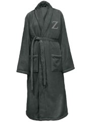 Embroidered Plush Ultra Soft Robe - Charcoal