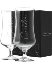 Pair of Engraved Crystal Tall Glasses, 448ml x 2