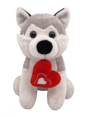 Plush Dog Husky with Heart 18cm