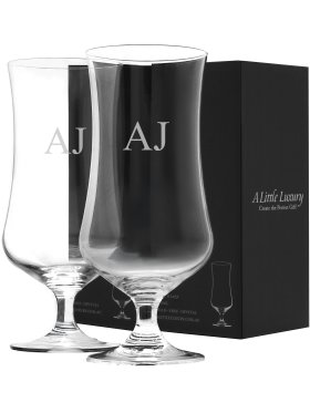 Pair of Engraved Crystal Tall Glasses, 448ml x 2